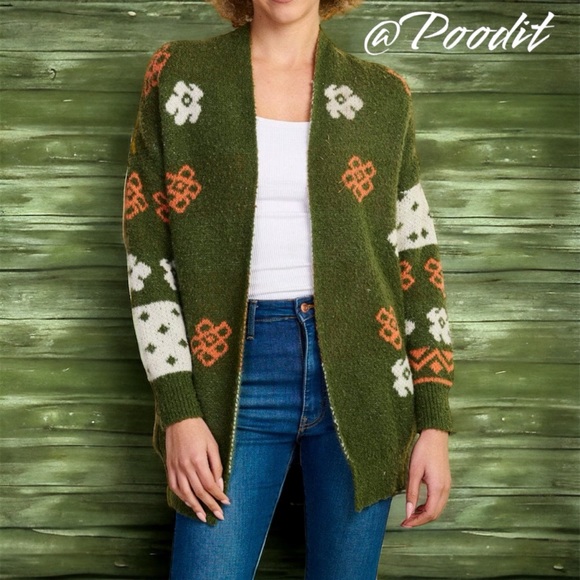 BAEVELY open front multi print cardigan S M L - Picture 2 of 6